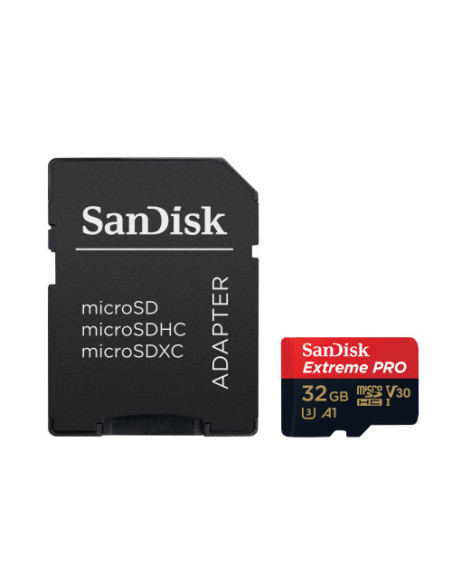 EXTREME PRO SANDISK MICROSDHC 32GB + ADAPTADOR 95MB CLASE 10 SPORT ACTION CAMERAS