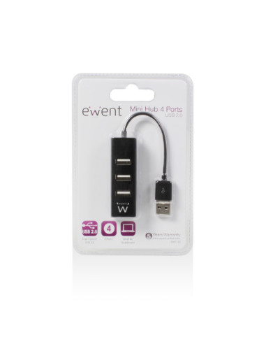 EWENT HUB. 4 X USB. CONECTOR USB. NEGRO (EW1123)
