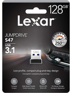 LEXAR JUMPDRIVE USB 3.1 S47 128GB BLACK PLASTIC HOUSING