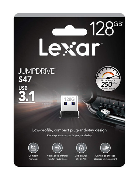 LEXAR JUMPDRIVE USB 3.1 S47 128GB BLACK PLASTIC HOUSING LEXAR JUMPDRIVE USB 3.1 S47 128GB BLACK PLASTIC HOUSING