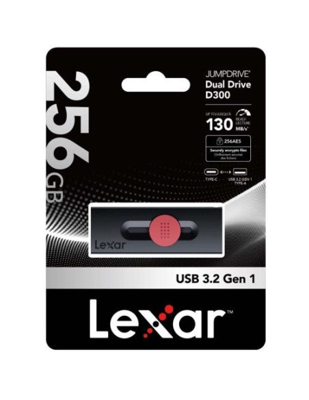 LEXAR 256GB DUAL TYPE-C AND TYPE-A USB 3.2 FLASH DRIVE LEXAR 256GB DUAL TYPE-C AND TYPE-A USB 3.2 FLASH DRIVE