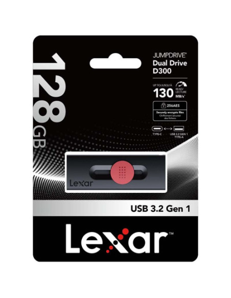 LEXAR 128GB DUAL TYPE-C AND TYPE-A USB 3.2 FLASH DRIVE LEXAR 128GB DUAL TYPE-C AND TYPE-A USB 3.2 FLASH DRIVE