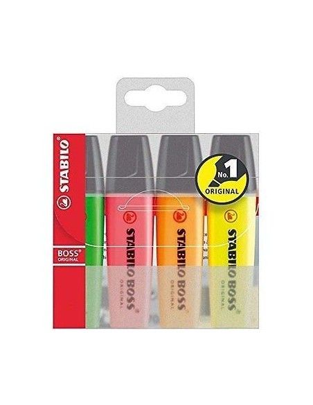Pack de 4 marcadores fluorescentes Stabilo boss original