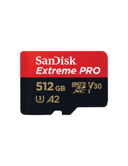 SANDISK EXTREME PRO MICROSDXC 512GB + SD ADAPTER + 2 YEARS RESCUEPRO DELUXE UP TO 200MB/S & 140MB/S READ/WRITE SPEEDS A2 C10 V30