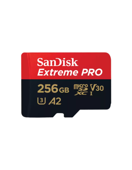 SANDISK EXTREME PRO MICROSDXC 256GB + SD ADAPTER + 2 YEARS RESCUEPRO DELUXE UP TO 200MB/S & 140MB/S READ/WRITE SPEEDS A2 C10 V30