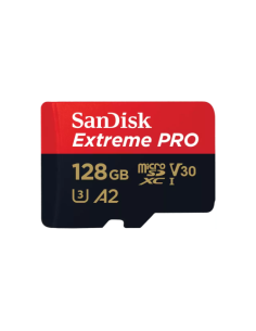 SANDISK EXTREME PRO MICROSDXC 128GB + SD ADAPTER + 2 YEARS RESCUEPRO DELUXE UP TO 200MB/S & 90MB/S READ/WRITE SPEEDS A2 C10 V30