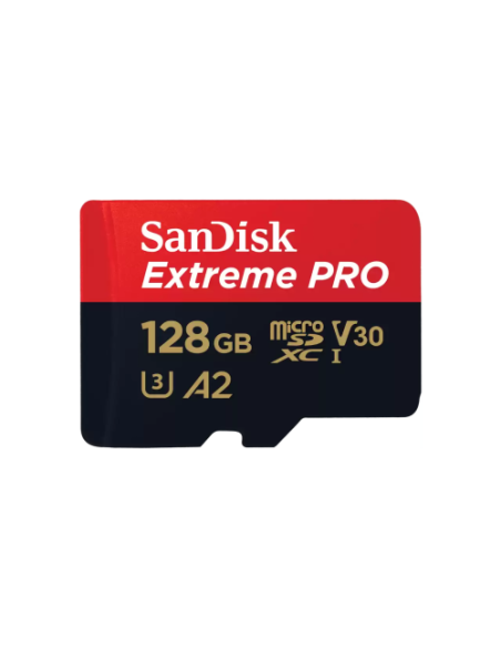 SANDISK EXTREME PRO MICROSDXC 128GB + SD ADAPTER + 2 YEARS RESCUEPRO DELUXE UP TO 200MB/S & 90MB/S READ/WRITE SPEEDS A2 C10 V30 