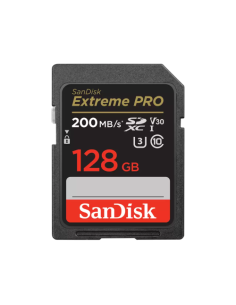 SANDISK EXTREME PRO 128GB SDXC MEMORY CARD + 2 YEARS RESCUEPRO DELUXE UP TO 200MB/S & 90MB/S READ/WRITE SPEEDS