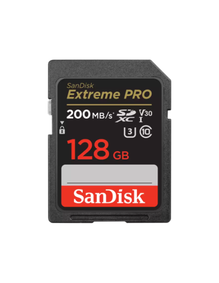 SANDISK EXTREME PRO 128GB SDXC MEMORY CARD + 2 YEARS RESCUEPRO DELUXE UP TO 200MB/S & 90MB/S READ/WRITE SPEEDS