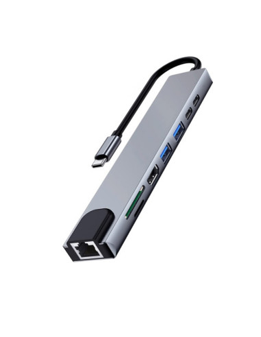 EWENT USB3.2 GEN 1 HUB TYPE-C TO MULTIPORT DOCK 8 IN 1