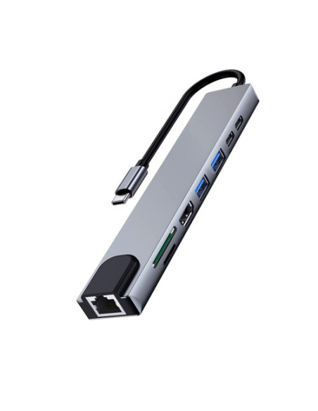 EWENT USB3.2 GEN 1 HUB TYPE-C TO MULTIPORT DOCK 8 IN 1