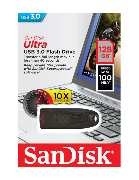 SANDISK USB CRUZER ULTRA 3.0 128GB FLASH DRIVE (SDCZ48-128G-U46)