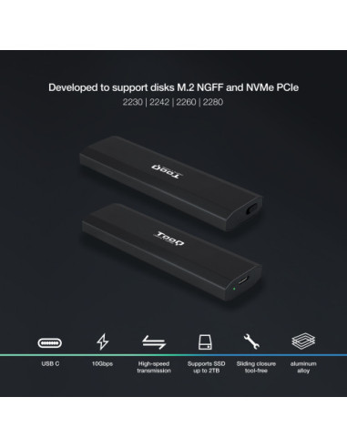 TOOQ CAJA EXTERNA PARA SSD M.2 NGFF/NVME