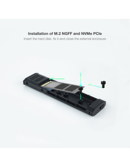 TOOQ CAJA EXTERNA PARA SSD M.2 NGFF/NVME