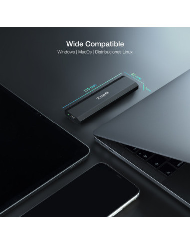 TOOQ CAJA EXTERNA PARA SSD M.2 NGFF/NVME