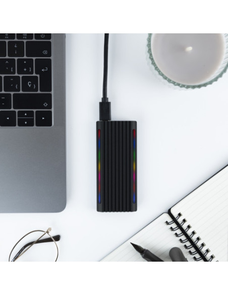 TOOQ CAJA EXTERNA PARA SSD M.2 NGFF/NVME "SHINOBI", USB-C, RGB, NEGRO