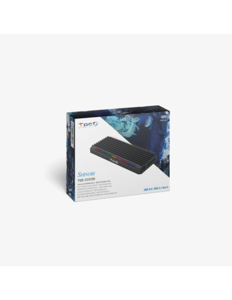 TOOQ CAJA EXTERNA PARA SSD M.2 NGFF/NVME "SHINOBI", USB-C, RGB, NEGRO