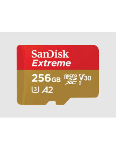 SSANDISK EXTREME MICROSDXC 256GB + SD ADAPTER + 1 YEAR RESCUEPRO DELUXE UP TO 190MB/S & 130MB/S READ/WRITE SPEEDS A2 C10 V30 UHS