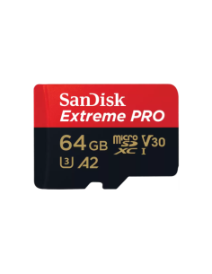 SANDISK EXTREME PRO MICROSDXC 64GB + SD ADAPTER + 2 YEARS RESCUEPRO DELUXE UP TO 200MB/S & 90MB/S READ/WRITE SPEEDS A2 C10 V30 U