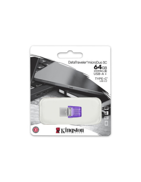 KINGSTON 64GB DATATRAVELER MICRODUO 3C 200MB/S DUAL USB-A + USB-C