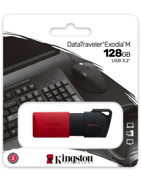KINGSTON 128GB USB3.2 GEN1 DATATRAVELER EXODIA M (BLACK + RED)