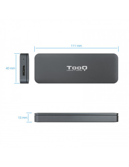 CAJA EXTERNA TOOQ TQE-2281G SSD M.2 NGFF USB 3.1 GEN1 GRIS