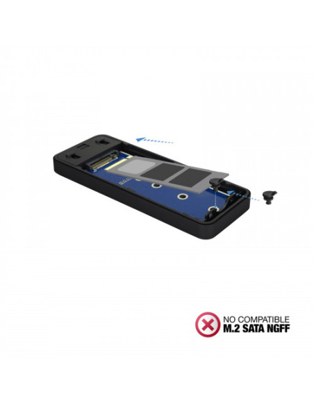 CAJA EXTERNA TOOQ TQE-2280B SSD M.2 NVMe PCIe USB 3.1 GEN2 NEGRA