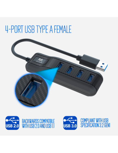 EWENT HUB 4 PUERTOS USB 3.1 GEN1 USB 3.0