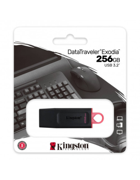 KINGSTON 256GB USB3.2 GEN1 DATATRAVELER EXODIA (BLACK + PINK)