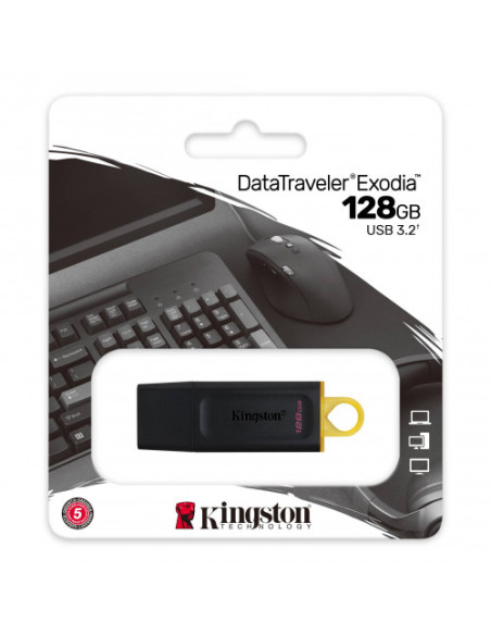 KINGSTON 128GB USB3.2 GEN1 DATATRAVELER EXODIA (BLACK + YELLOW)