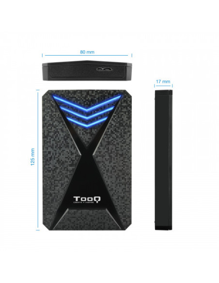 TOOQ CAJA EXTERNA PARA DISCOS DUROS GAMING 2,5 SATA USB 3.0/3.1GEN1 LEDS AZUL