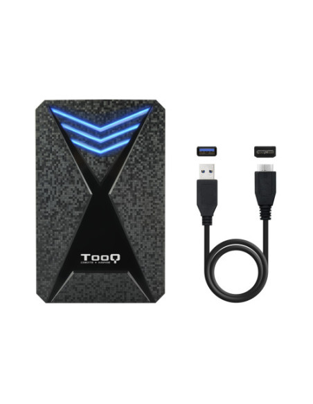 TOOQ CAJA EXTERNA PARA DISCOS DUROS GAMING 2,5 SATA USB 3.0/3.1GEN1 LEDS AZUL