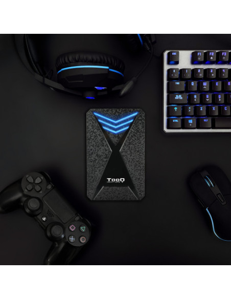 TOOQ CAJA EXTERNA PARA DISCOS DUROS GAMING 2,5 SATA USB 3.0/3.1GEN1 LEDS AZUL