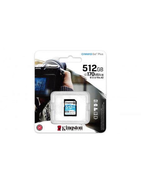 KINGSTON 512GB SDXC CANVAS GO PLUS 170R C10 UHS-I U3 V30