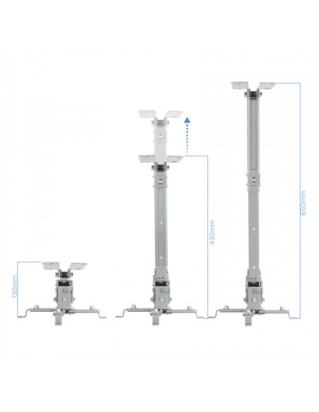 TOOQ SOPORTE PROYECTOR. TECHO. INCLINABLE. MAX.20KG. PLATA (PJ2012T-S)