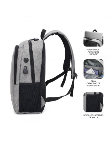 MOCHILA PARA PORTATIL URBAN LOCK BACKPACK 16" GREY