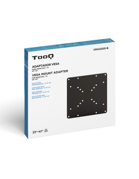 TOOQ ADAPTADOR VESA 200x200 PARA PANTALLA 23"-42"- ADAPTABLES A SOPORTES VESA: 50x50, 75x75 y 100x100. CARGA MAXIMA: 30KG (VMA02