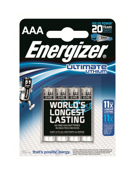 BLISTER 4 PILAS ULTIM LITHIUM TIPO L92 (AAA) ENERGIZER 639171