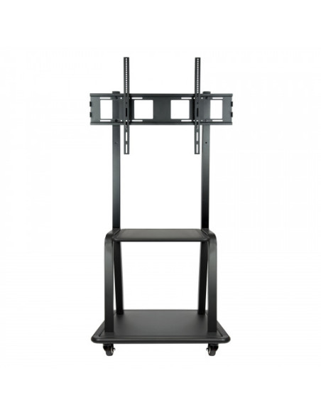 TOOQ SOPORTE PANTALLA. SUELO CON RUENDAS. 800x600. 2 BANDEJAS MULTIUSO. 37-100". MAX.150KG. NEGRO (FS20100M-B)