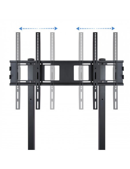 TOOQ SOPORTE PANTALLA. SUELO CON RUENDAS. 800x600. 2 BANDEJAS MULTIUSO. 37-100". MAX.150KG. NEGRO (FS20100M-B)