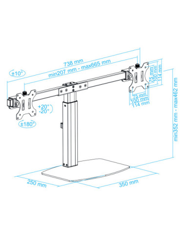 TOOQ SOPORTE 2 PANTALLAS. MESA. 100x100....