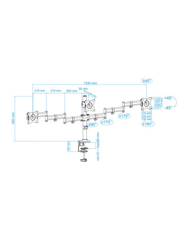 TOOQ SOPORTE 3 PANTALLAS. MESA. 75x75 100x100....