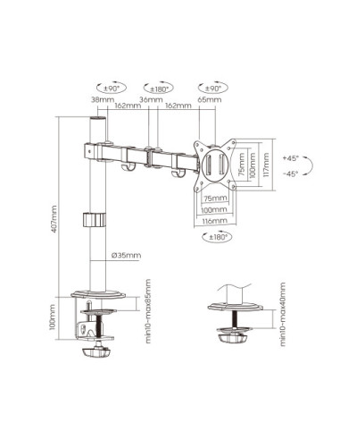 EWENT SOPORTE DE MESA PARA MONITOR  HASTA 34”...