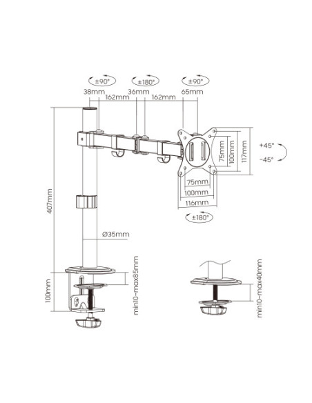 EWENT SOPORTE DE MESA PARA MONITOR  HASTA 34” CARGA MÁXIMA 9KG.