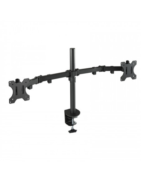 TOOQ SOPORTE 2 PANTALLAS. MESA. 100x100. GIRATORIO+INCLINABLE. 13-32". MAX.8KG. NEGRO (DB1232TN-B)