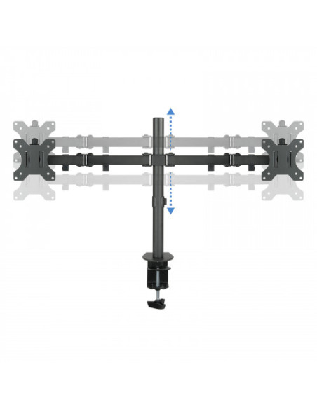 TOOQ SOPORTE 2 PANTALLAS. MESA. 100x100. GIRATORIO+INCLINABLE. 13-32". MAX.8KG. NEGRO (DB1232TN-B)