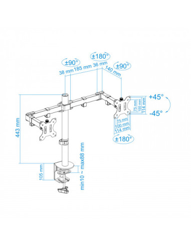 TOOQ SOPORTE 2 PANTALLAS. MESA. 100x100....