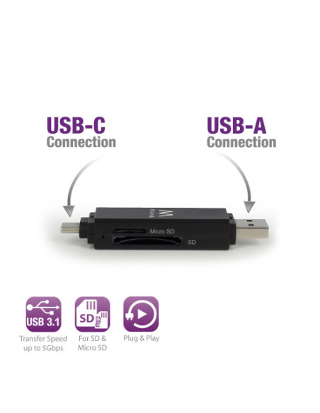 EWENT LECTOR DE TARJETAS USB 3.0 TIPO C/ TIPO A (EW1075)