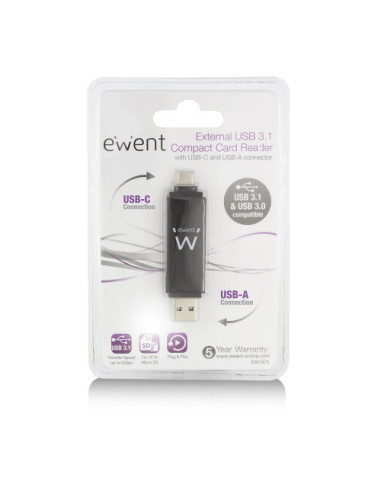 EWENT LECTOR DE TARJETAS USB 3.0 TIPO C/ TIPO A...