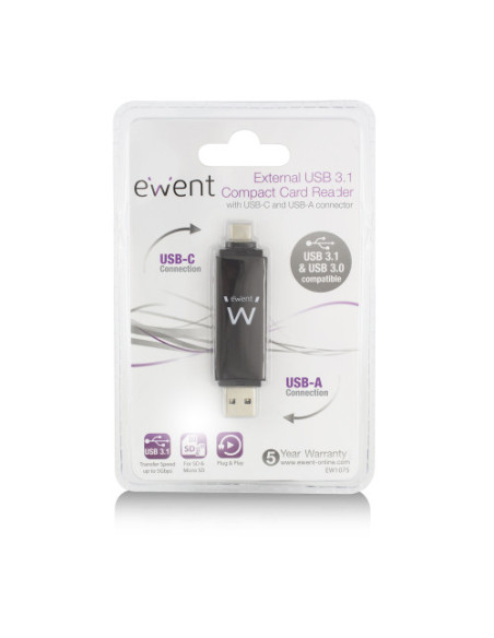 EWENT LECTOR DE TARJETAS USB 3.0 TIPO C/ TIPO A (EW1075)